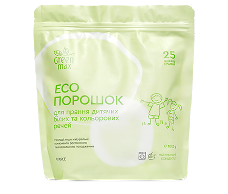 ЕКОпорошок для прання дитячих білих та кольорових речей